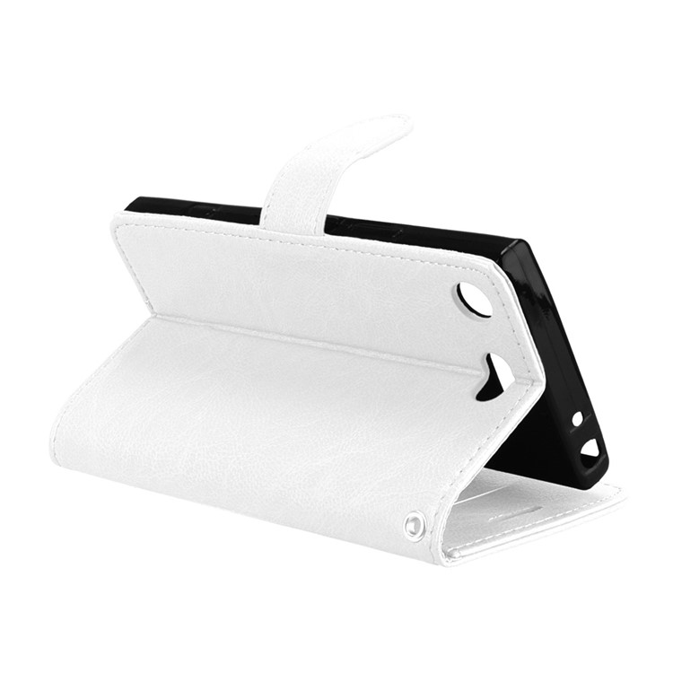 Crazy Horse Wallet Leather Stand Cover for Sony Xperia XZ1 Compact - White-14