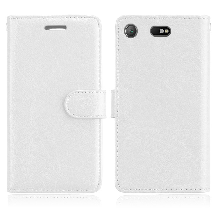 Crazy Horse Wallet Leather Stand Cover for Sony Xperia XZ1 Compact - White-2