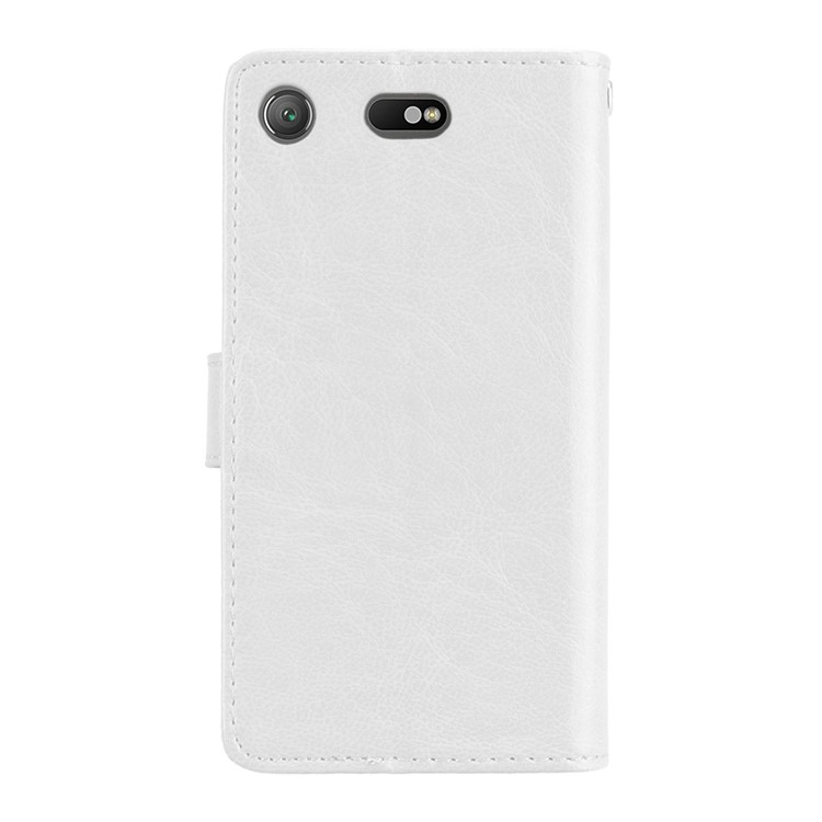 Crazy Horse Wallet Leather Stand Cover for Sony Xperia XZ1 Compact - White-5