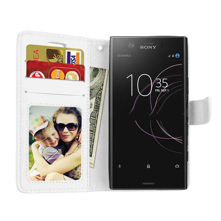 Crazy Horse Wallet Leather Stand Cover for Sony Xperia XZ1 Compact - White-9