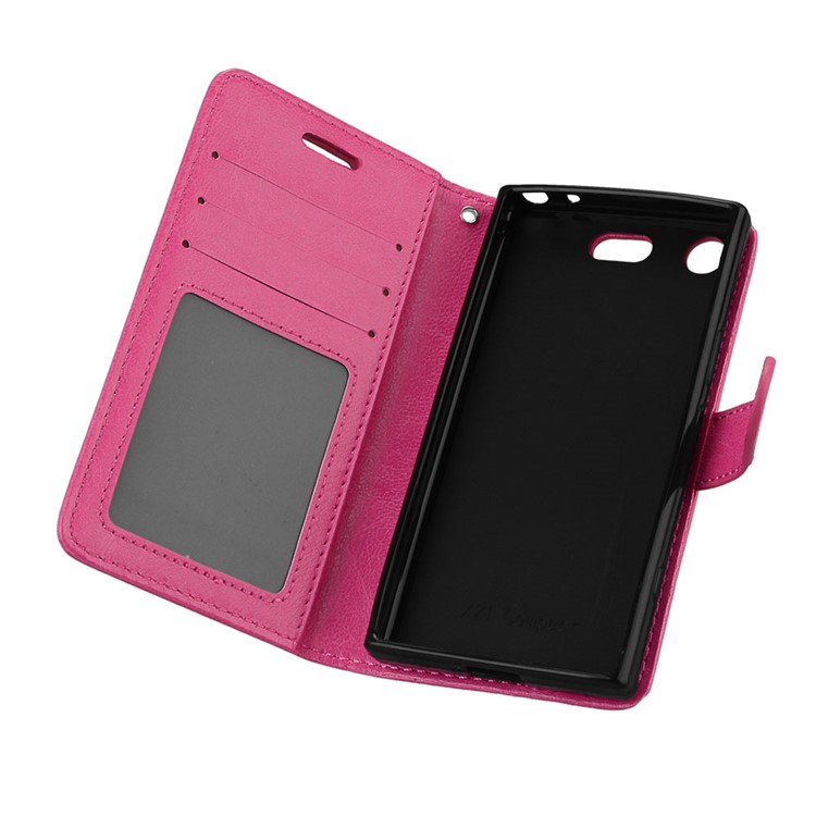 Crazy Horse Wallet Leather Shell Case for Sony Xperia XZ1 Compact - Rose-10