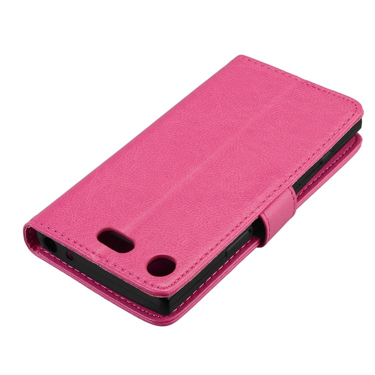 Crazy Horse Wallet Leather Shell Case for Sony Xperia XZ1 Compact - Rose-12