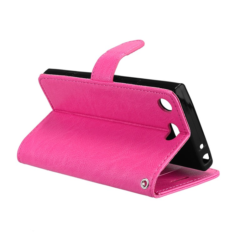 Crazy Horse Wallet Leather Shell Case for Sony Xperia XZ1 Compact - Rose-14