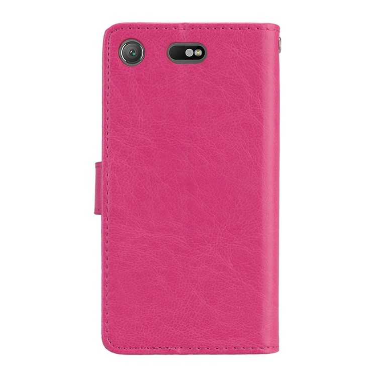 Crazy Horse Wallet Leather Shell Case for Sony Xperia XZ1 Compact - Rose-5