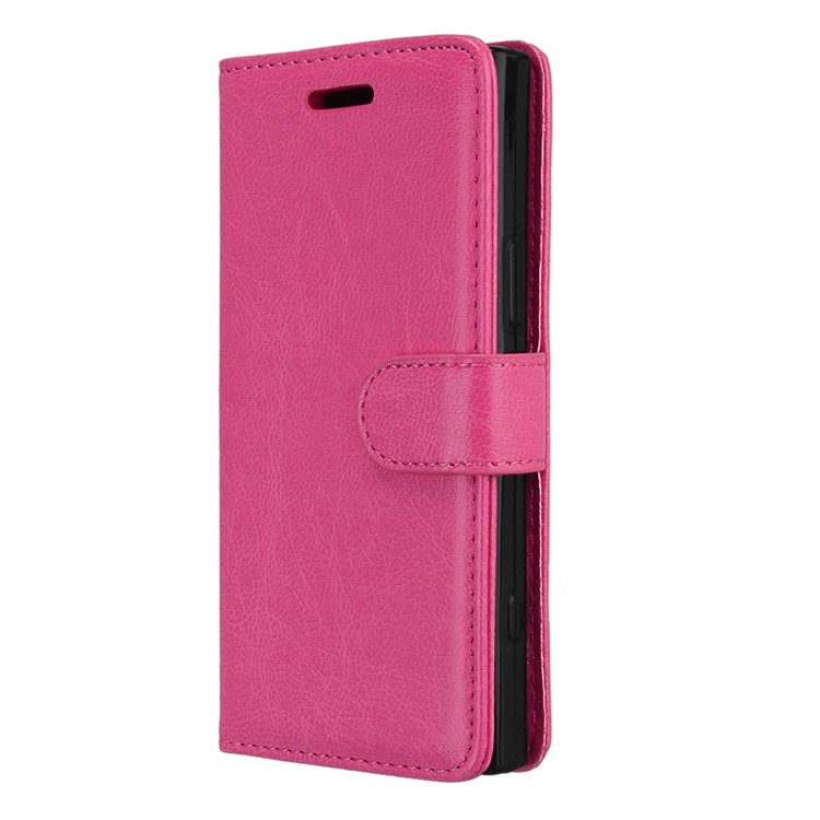 Crazy Horse Wallet Leather Shell Case for Sony Xperia XZ1 Compact - Rose-7