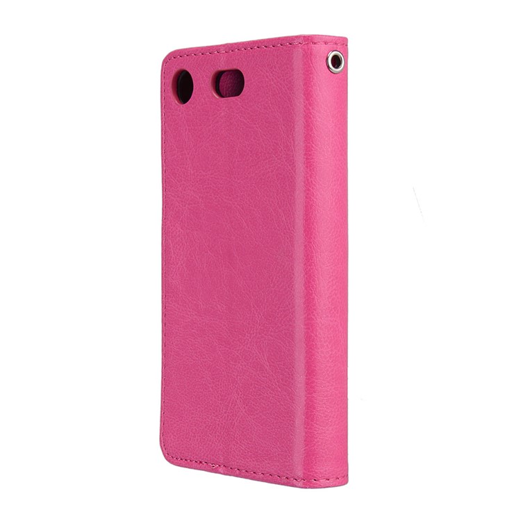 Crazy Horse Wallet Leather Shell Case for Sony Xperia XZ1 Compact - Rose-8