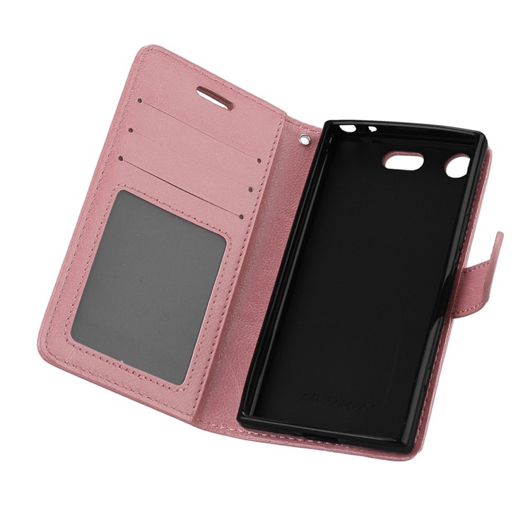 Crazy Horse Magnetic Leather Stand Case for Sony Xperia XZ1 Compact - Pink-10
