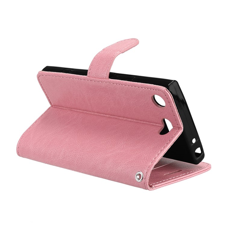 Crazy Horse Magnetic Leather Stand Case for Sony Xperia XZ1 Compact - Pink-14
