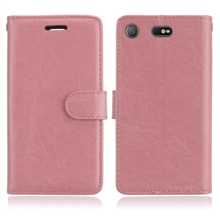 Crazy Horse Magnetic Leather Stand Case for Sony Xperia XZ1 Compact - Pink-2