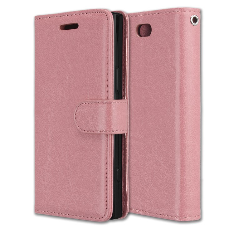 Crazy Horse Magnetic Leather Stand Case for Sony Xperia XZ1 Compact - Pink-3