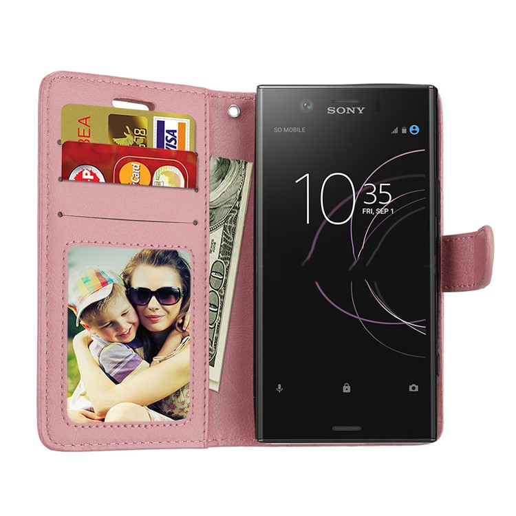 Crazy Horse Magnetic Leather Stand Case for Sony Xperia XZ1 Compact - Pink-9