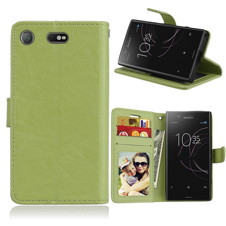Crazy Horse Magnetic Leather Stand Cover for Sony Xperia XZ1 Compact - Green-1