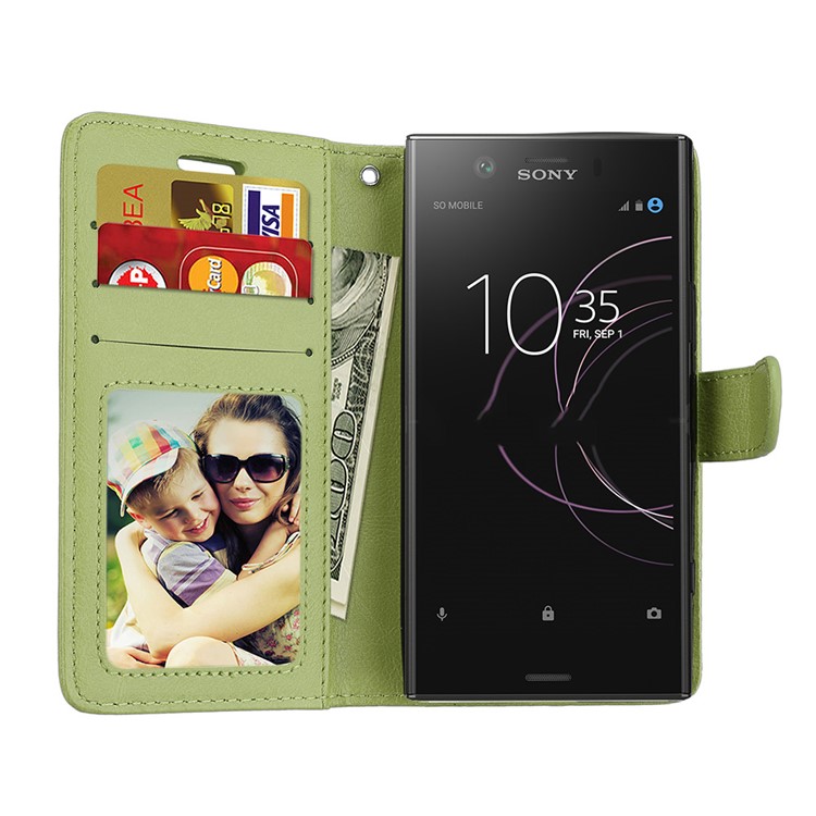 Crazy Horse Magnetic Leather Stand Cover for Sony Xperia XZ1 Compact - Green-9