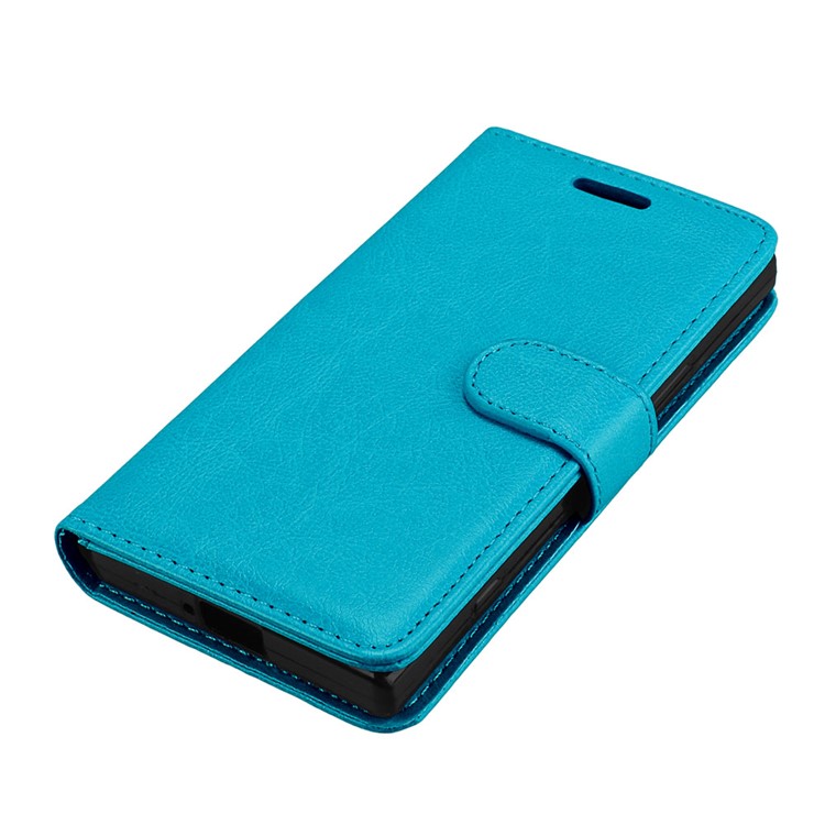Crazy Horse Wallet Leather Protection Case for Sony Xperia XZ1 Compact - Blue-11