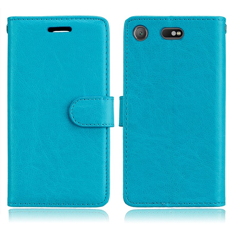 Crazy Horse Wallet Leather Protection Case for Sony Xperia XZ1 Compact - Blue-2