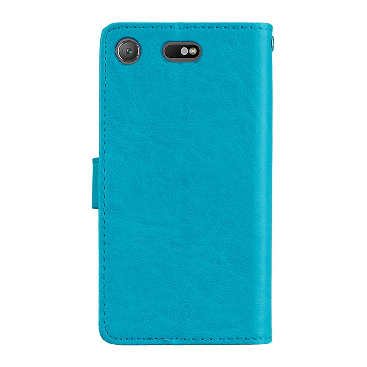 Crazy Horse Wallet Leather Protection Case for Sony Xperia XZ1 Compact - Blue-5