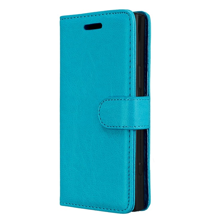 Crazy Horse Wallet Leather Protection Case for Sony Xperia XZ1 Compact - Blue-7