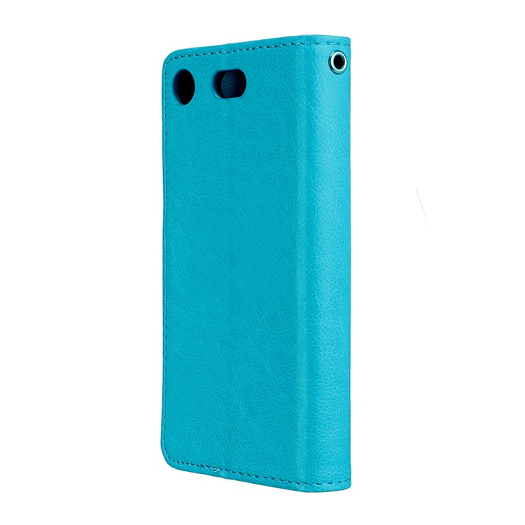 Crazy Horse Wallet Leather Protection Case for Sony Xperia XZ1 Compact - Blue-8