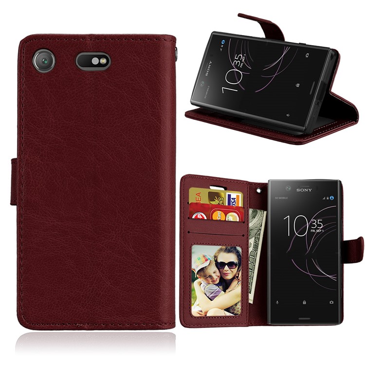 Crazy Horse PU Leather Stand Case for Sony Xperia XZ1 Compact - Brown-1