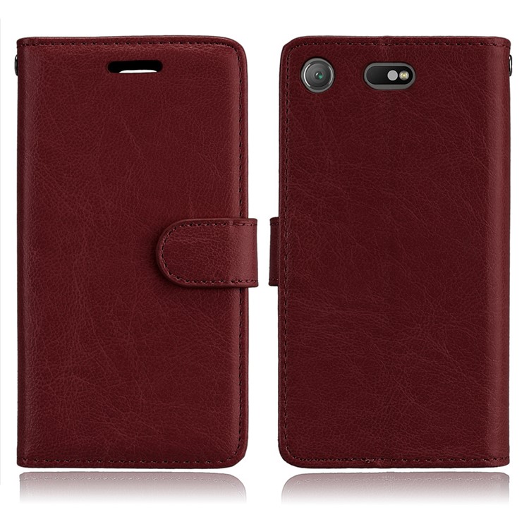 Crazy Horse PU Leather Stand Case for Sony Xperia XZ1 Compact - Brown-2