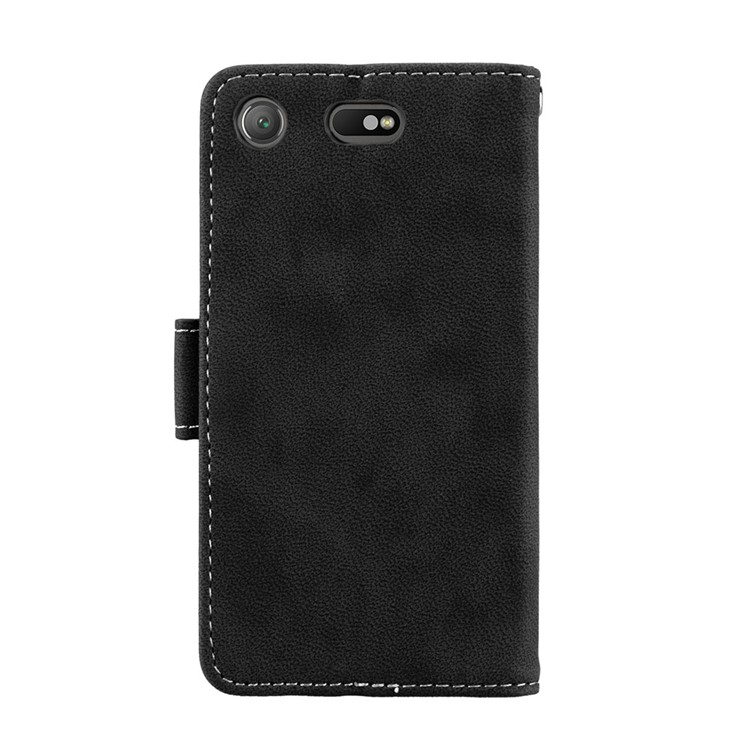 Matte Finish Wallet PU Leather Stand Case for Sony Xperia XZ1 Compact - Black-5