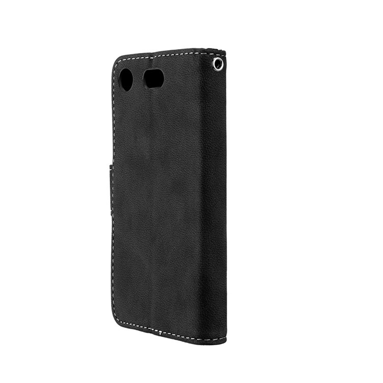 Matte Finish Wallet PU Leather Stand Case for Sony Xperia XZ1 Compact - Black-8
