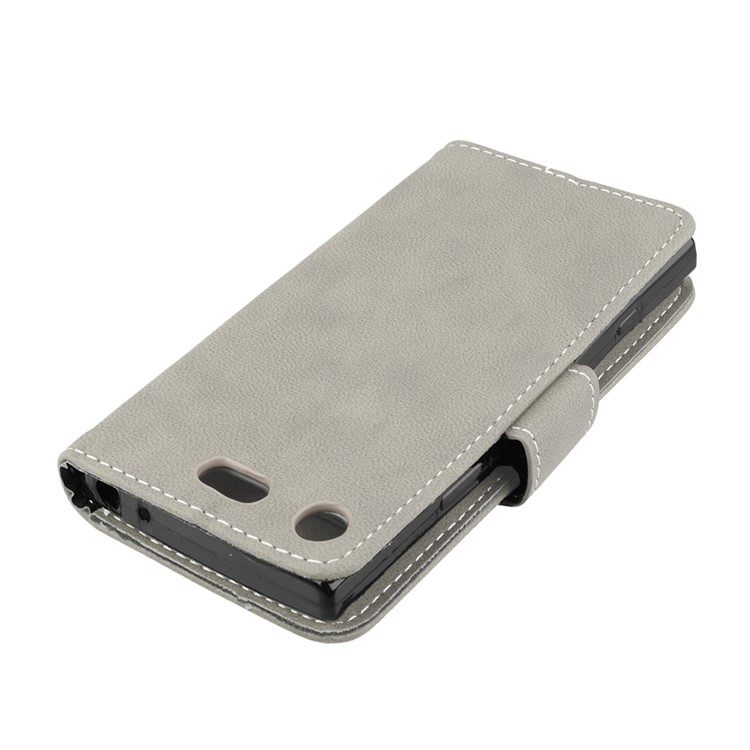 Matte Finish Wallet PU Leather Stand Cover for Sony Xperia XZ1 Compact - Grey-12