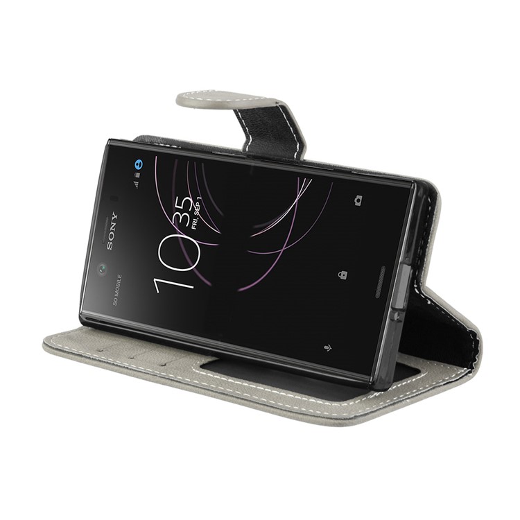 Matte Finish Wallet PU Leather Stand Cover for Sony Xperia XZ1 Compact - Grey-13