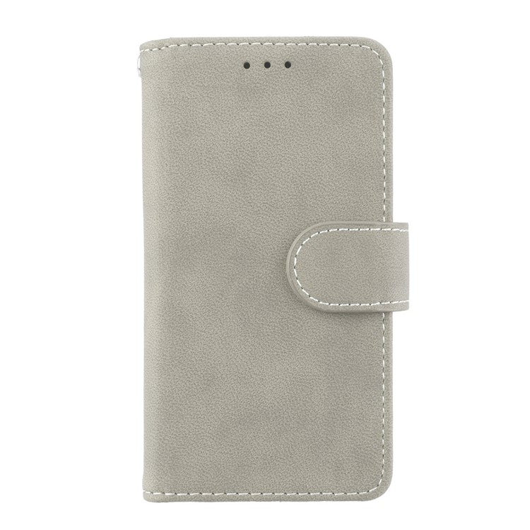 Matte Finish Wallet PU Leather Stand Cover for Sony Xperia XZ1 Compact - Grey-4
