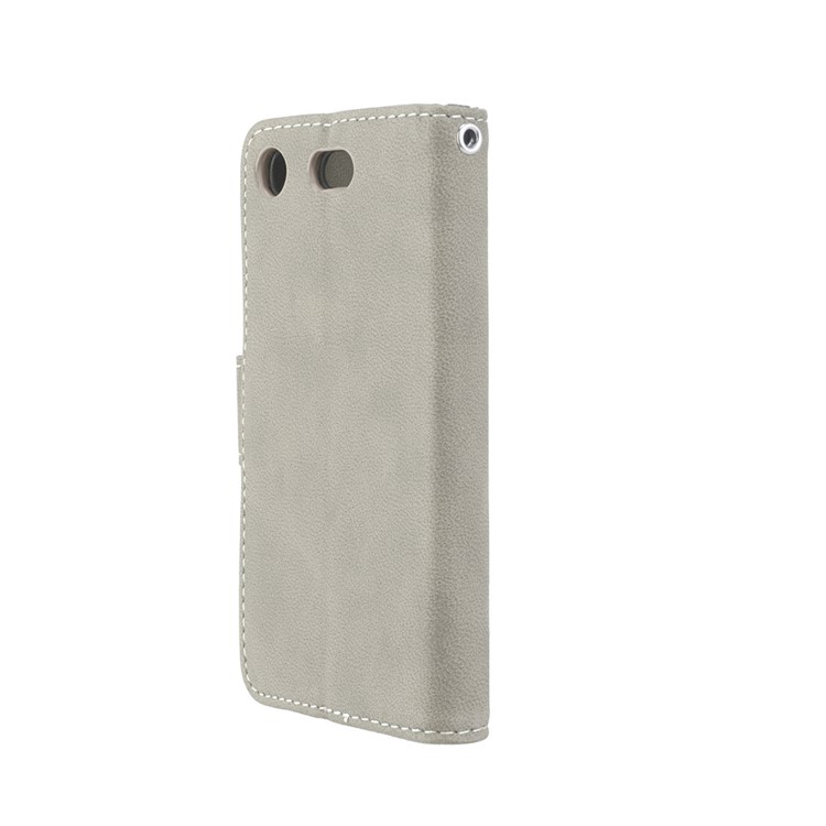 Matte Finish Wallet PU Leather Stand Cover for Sony Xperia XZ1 Compact - Grey-8
