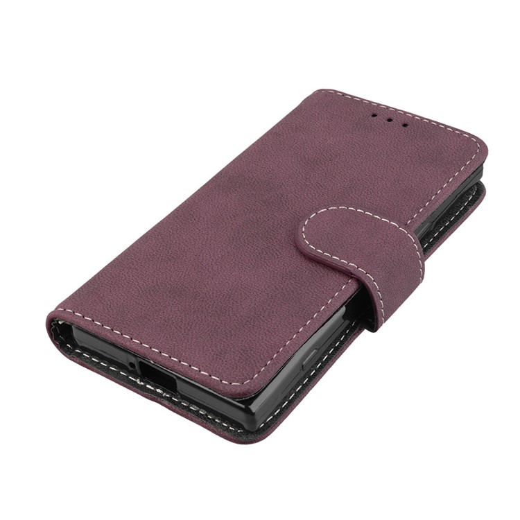 Matte Finish Wallet PU Leather Stand Shell for Sony Xperia XZ1 Compact - Wine Red-11