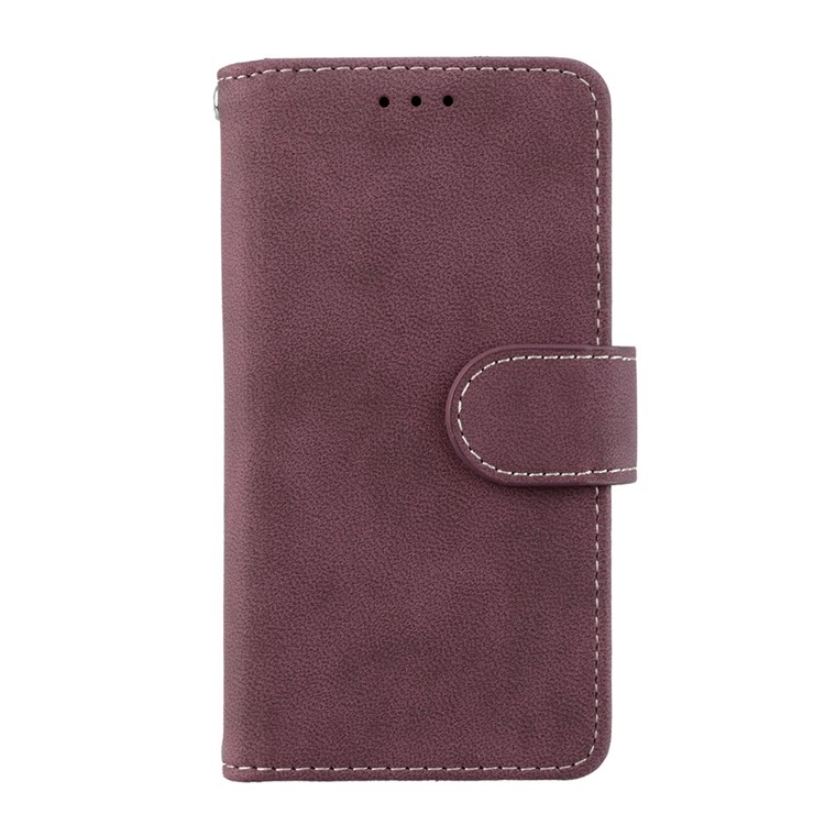 Matte Finish Wallet PU Leather Stand Shell for Sony Xperia XZ1 Compact - Wine Red-4