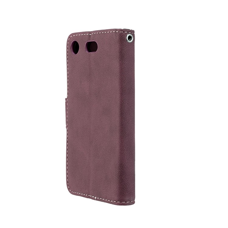 Matte Finish Wallet PU Leather Stand Shell for Sony Xperia XZ1 Compact - Wine Red-8