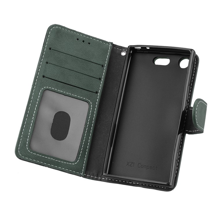 Matte Finish Wallet PU Leather Stand Mobile Phone Case for Sony Xperia XZ1 Compact - Green-10