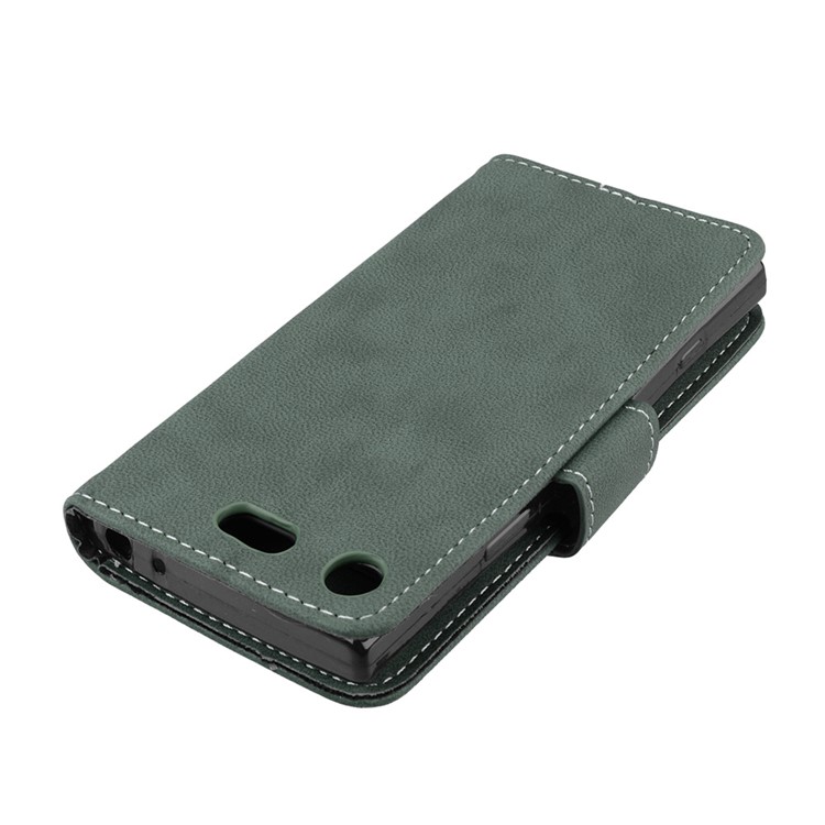 Matte Finish Wallet PU Leather Stand Mobile Phone Case for Sony Xperia XZ1 Compact - Green-12