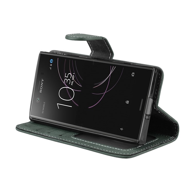 Matte Finish Wallet PU Leather Stand Mobile Phone Case for Sony Xperia XZ1 Compact - Green-13