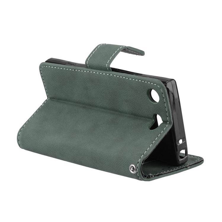 Matte Finish Wallet PU Leather Stand Mobile Phone Case for Sony Xperia XZ1 Compact - Green-14