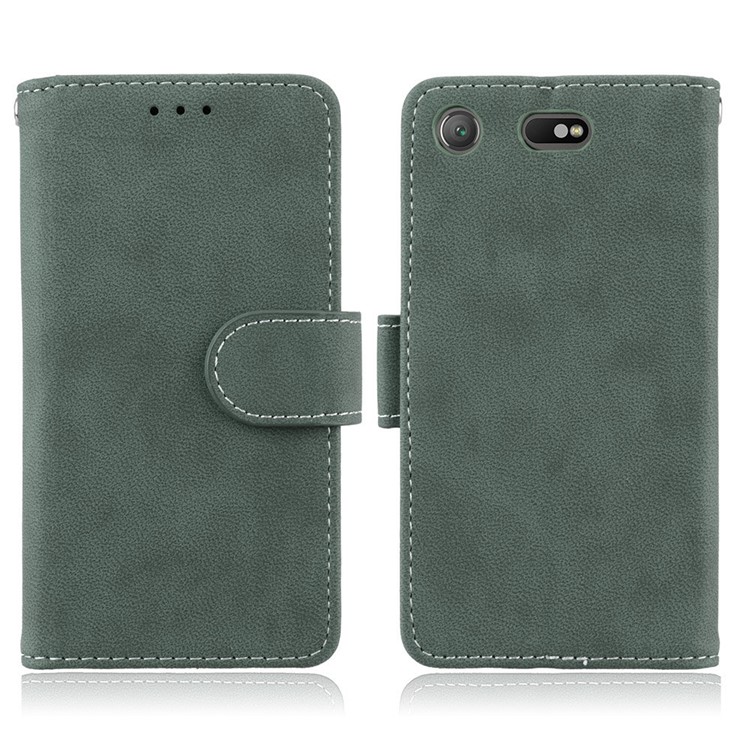 Matte Finish Wallet PU Leather Stand Mobile Phone Case for Sony Xperia XZ1 Compact - Green-2