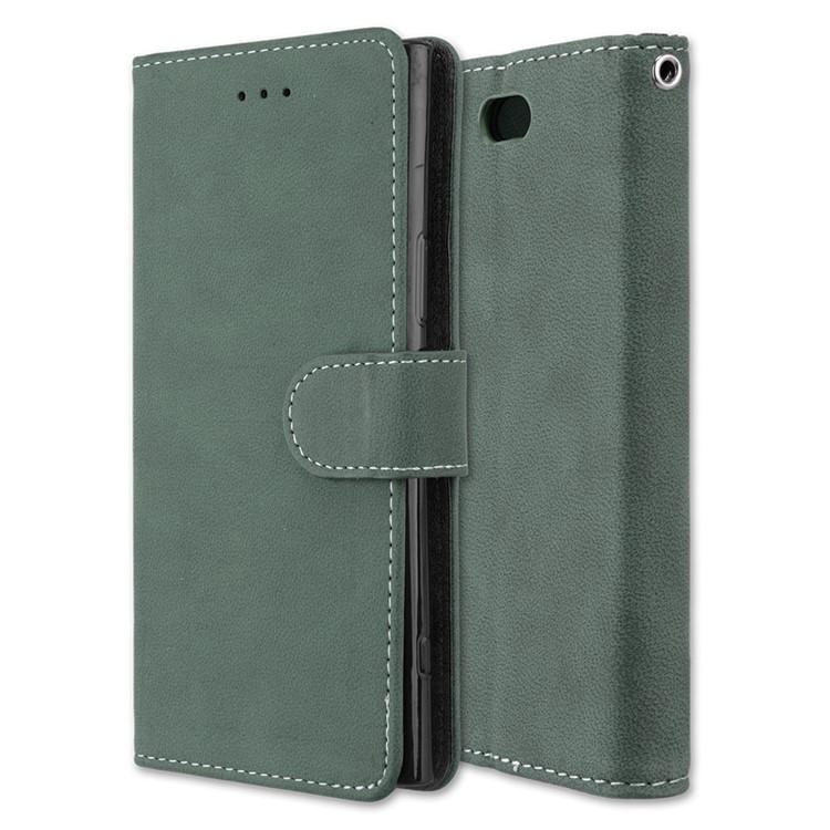 Matte Finish Wallet PU Leather Stand Mobile Phone Case for Sony Xperia XZ1 Compact - Green-3