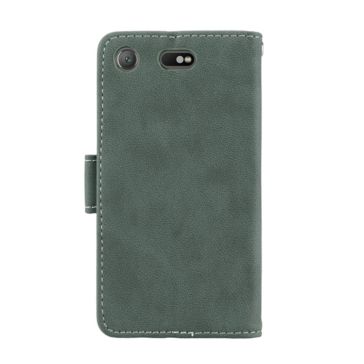 Matte Finish Wallet PU Leather Stand Mobile Phone Case for Sony Xperia XZ1 Compact - Green-5