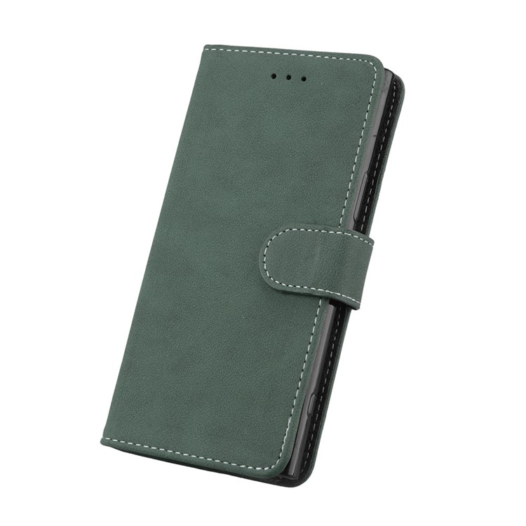 Matte Finish Wallet PU Leather Stand Mobile Phone Case for Sony Xperia XZ1 Compact - Green-6