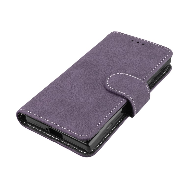 Matte Finish Wallet PU Leather Stand Mobile Phone Cover for Sony Xperia XZ1 Compact - Purple-11