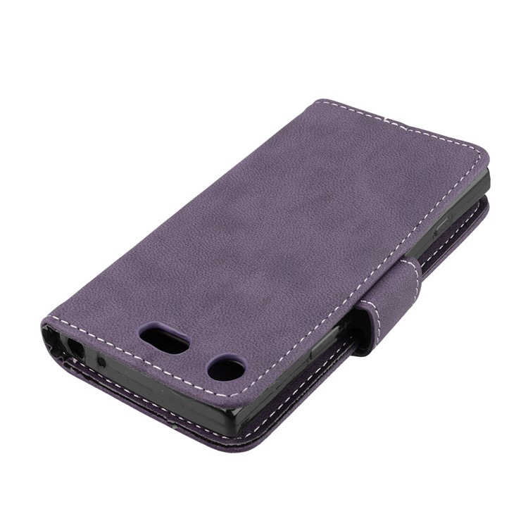 Matte Finish Wallet PU Leather Stand Mobile Phone Cover for Sony Xperia XZ1 Compact - Purple-12