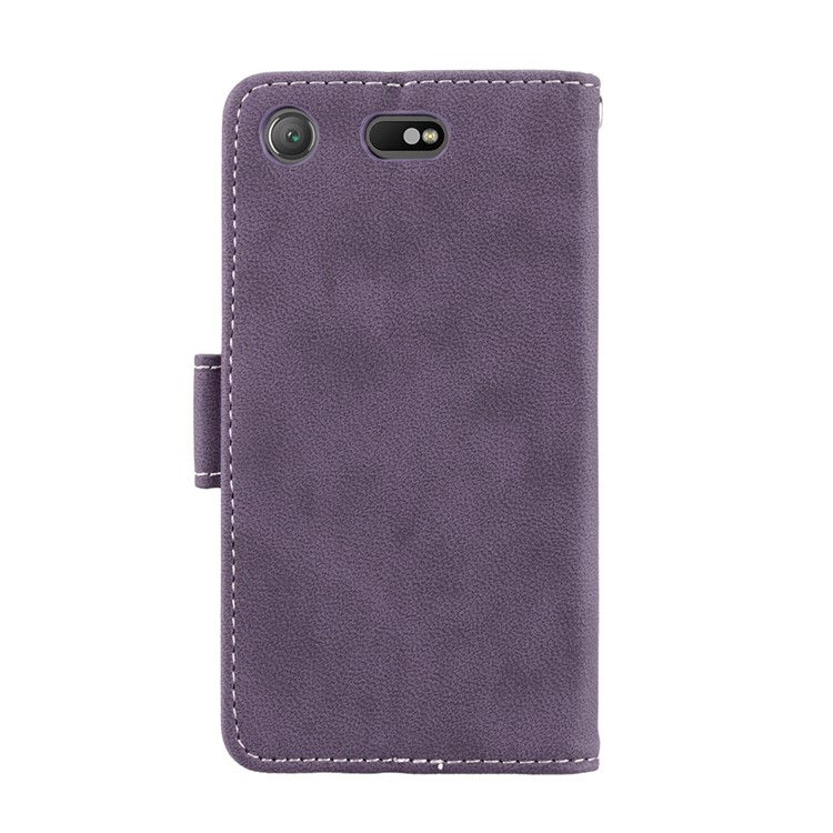 Matte Finish Wallet PU Leather Stand Mobile Phone Cover for Sony Xperia XZ1 Compact - Purple-5