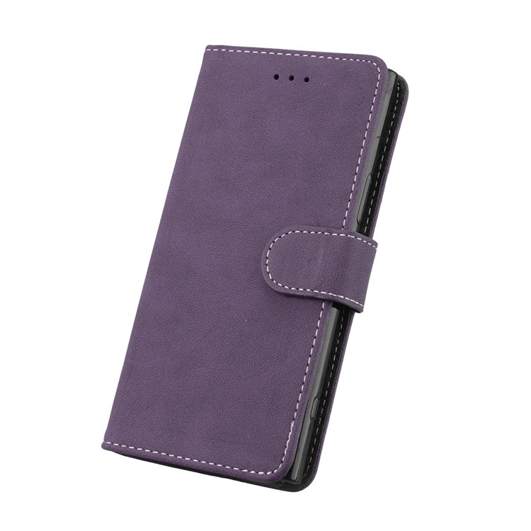 Matte Finish Wallet PU Leather Stand Mobile Phone Cover for Sony Xperia XZ1 Compact - Purple-6