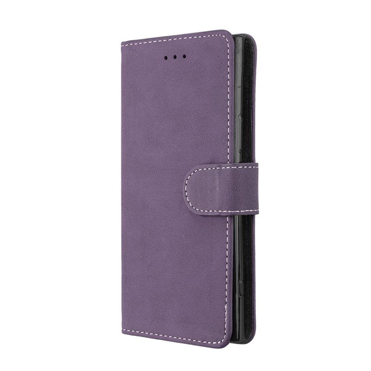 Matte Finish Wallet PU Leather Stand Mobile Phone Cover for Sony Xperia XZ1 Compact - Purple-7