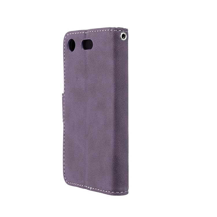 Matte Finish Wallet PU Leather Stand Mobile Phone Cover for Sony Xperia XZ1 Compact - Purple-8