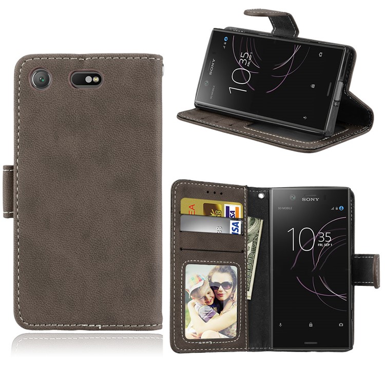 Matte Finish Wallet PU Leather Stand Cell Phone Cover for Sony Xperia XZ1 Compact - Brown-1