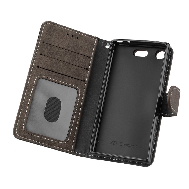 Matte Finish Wallet PU Leather Stand Cell Phone Cover for Sony Xperia XZ1 Compact - Brown-10