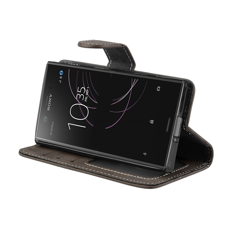 Matte Finish Wallet PU Leather Stand Cell Phone Cover for Sony Xperia XZ1 Compact - Brown-13